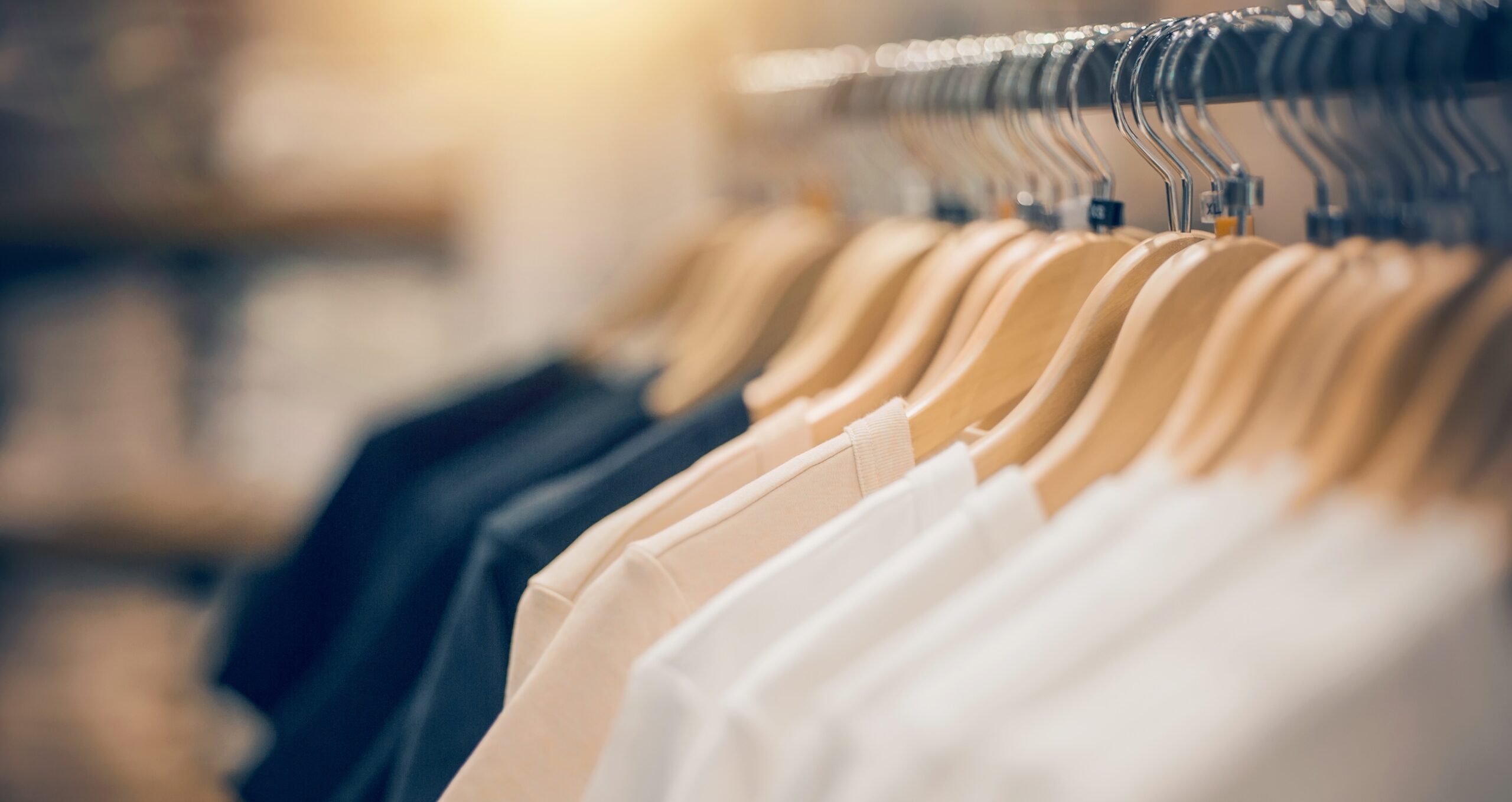 T-shirts on hangers.